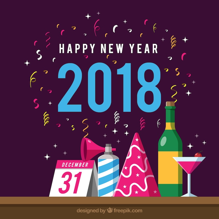 Vector Gratis latar belakang tahun baru 2018