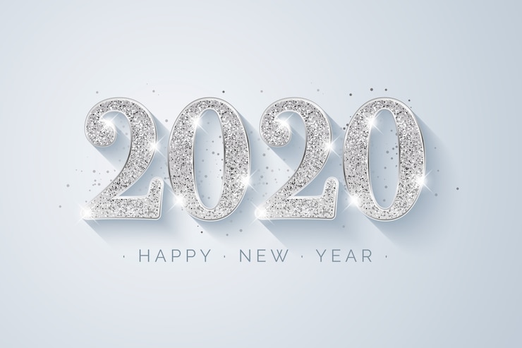 Vector Gratis latar belakang tahun baru 2020 berwarna perak