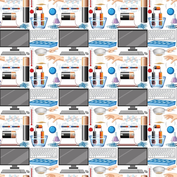 Vector Gratis latar belakang tanpa batas dengan peralatan sains