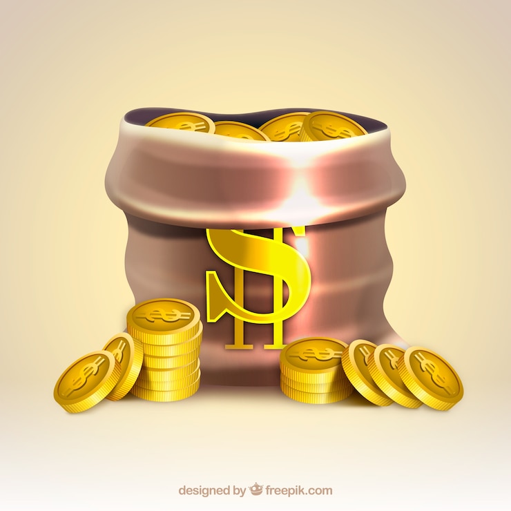 Vector Gratis latar belakang tas uang yang cerah