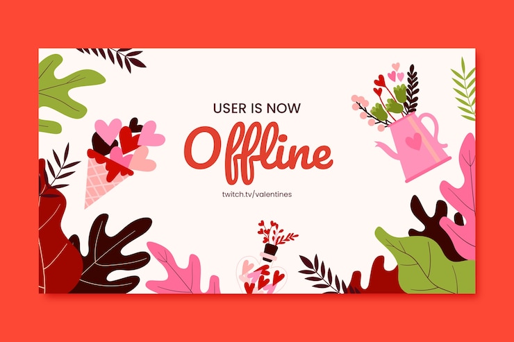 Vector Gratis latar belakang twitch datar untuk perayaan hari valentine
