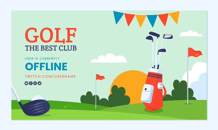 Vector Gratis latar belakang twitch klub golf digambar tangan