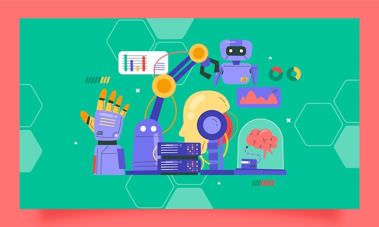 Vector Gratis latar belakang twitch konsep kecerdasan buatan