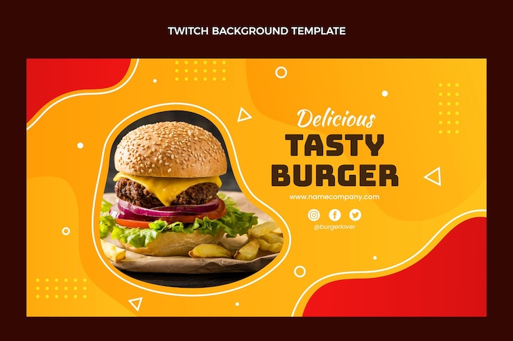 Vector Gratis latar belakang twitch makanan datar