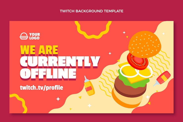 Vector Gratis latar belakang twitch makanan desain datar