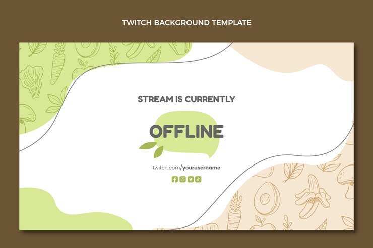 Vector Gratis latar belakang twitch makanan digambar tangan