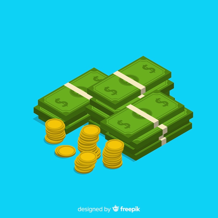 Vector Gratis latar belakang uang isometrik