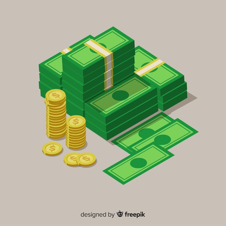 Vector Gratis latar belakang uang isometrik