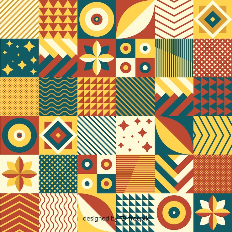 Vector Gratis latar belakang ubin mosaik geometris warna-warni