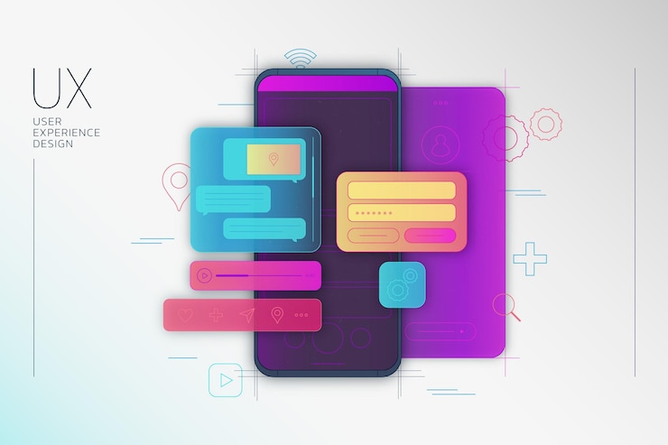 Vector Gratis latar belakang ui/ux datar linier