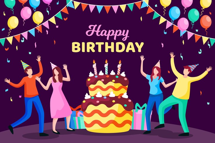 Vector Gratis latar belakang ulang tahun dalam desain datar