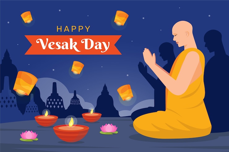 Vector Gratis latar belakang vesak datar