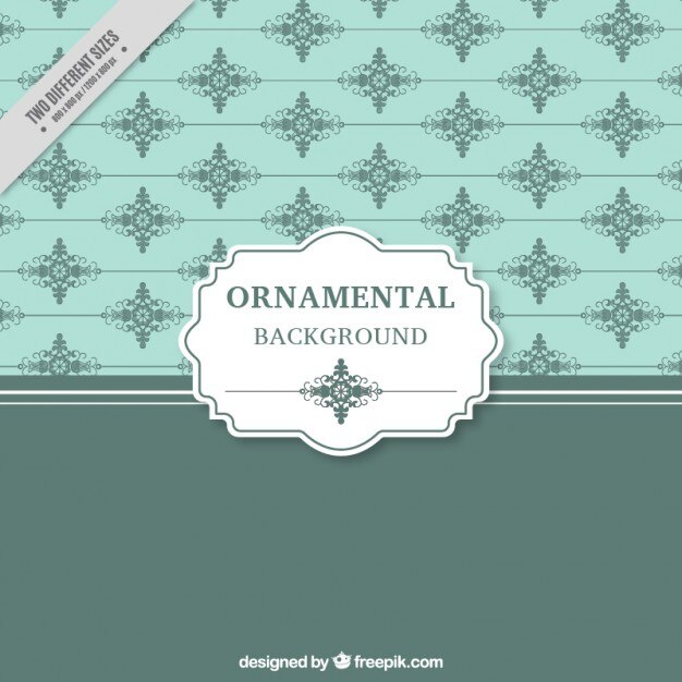 Vector Gratis latar belakang vintage hijau dengan detail ornamen