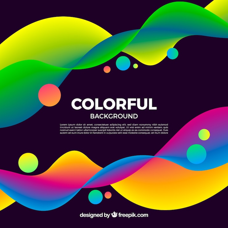Vector Gratis latar belakang warna-warni dengan gelombang dan lingkaran