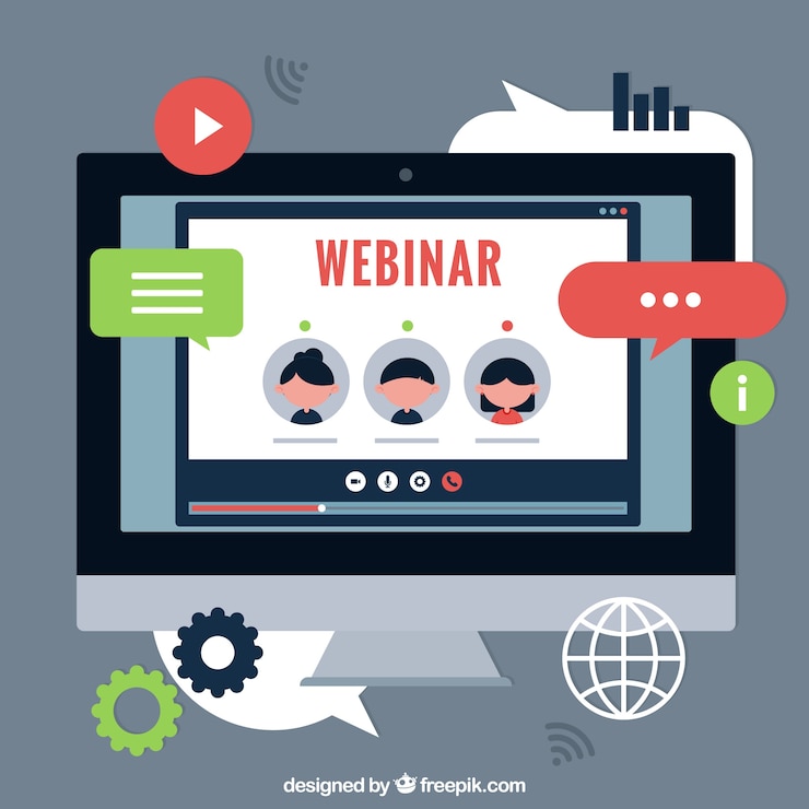 Vector Gratis latar belakang webinar dalam gaya datar