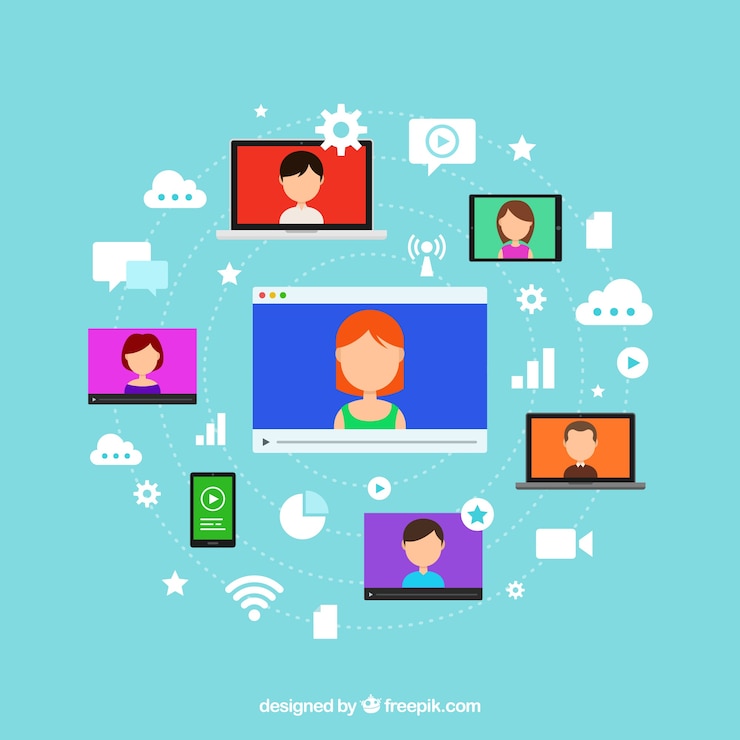 Vector Gratis latar belakang webinar datar