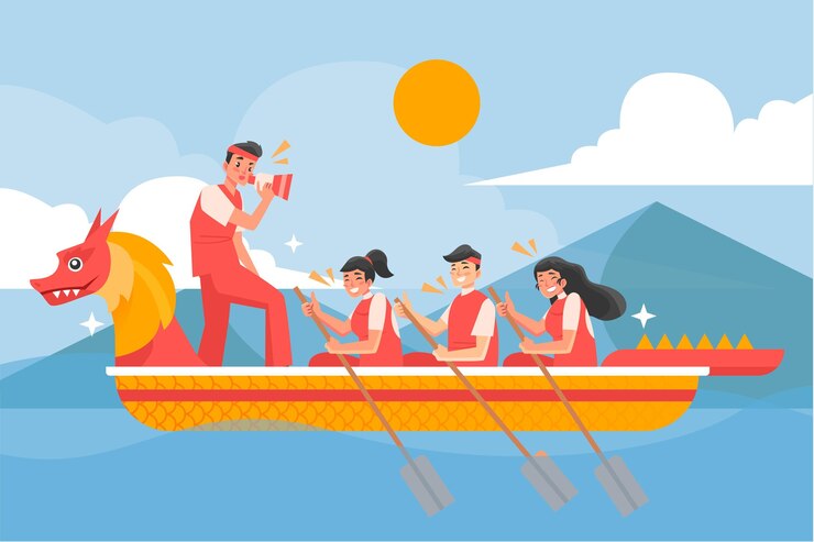 Vector Gratis latar belakang zongzi perahu naga