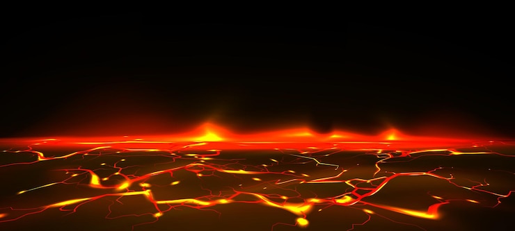 Vector Gratis lava crack texture with fire on ground vector