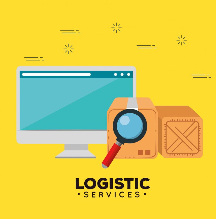 Vector Gratis layanan logistik dengan komputer