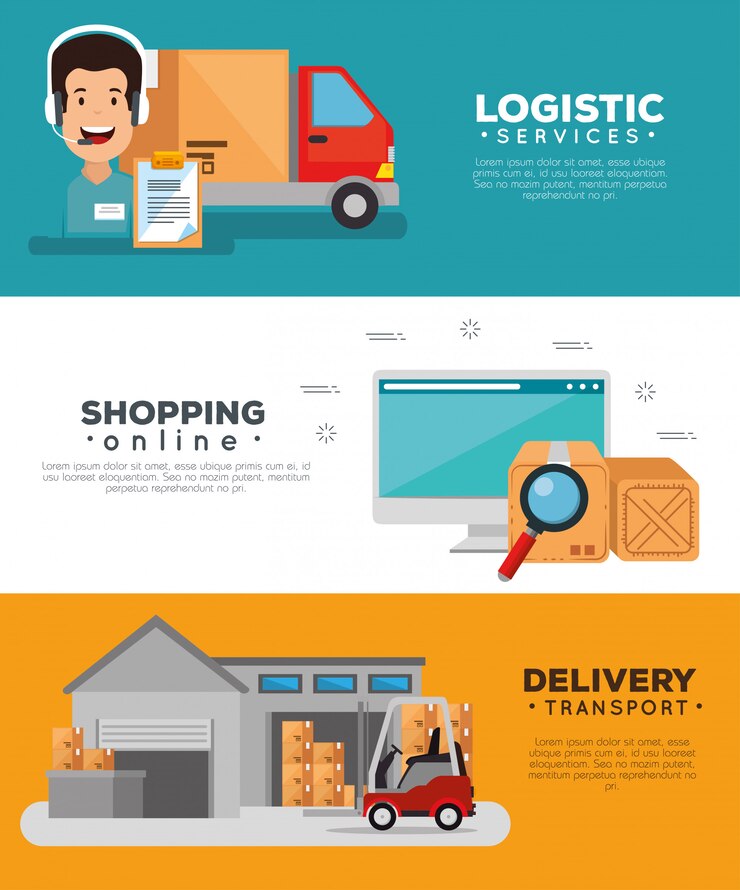 Vector Gratis layanan logistik dengan komputer
