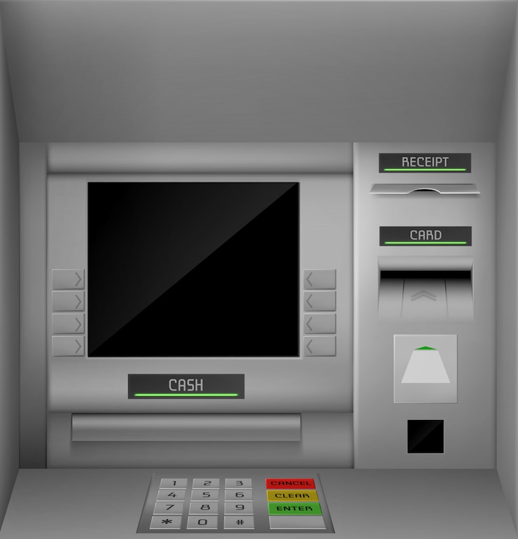 Vector Gratis layar atm, ilustrasi monitor mesin teller otomatis