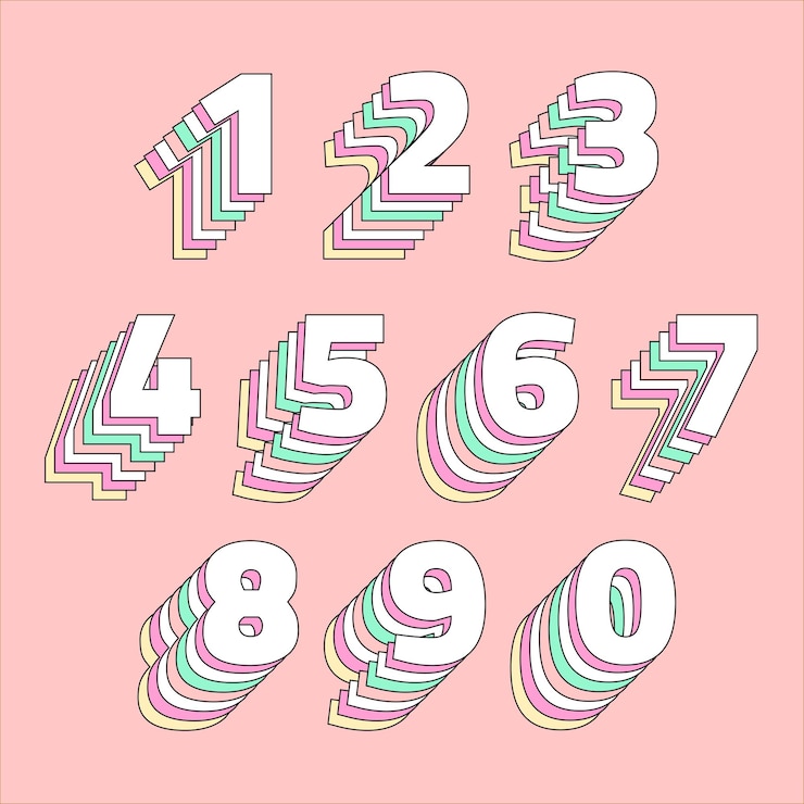Vector Gratis layered pastel number set vector stylized typography