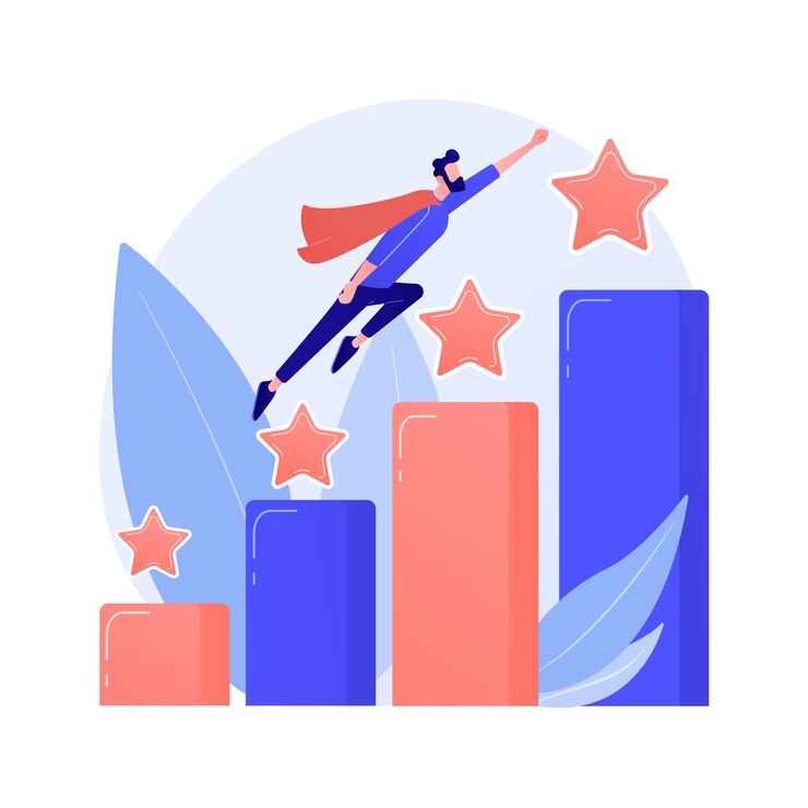 Vector Gratis leadership and job promotion. successful project, startup launching, development. team leader, ceo flat character. cartoon woman sitting on rocket concept illustration