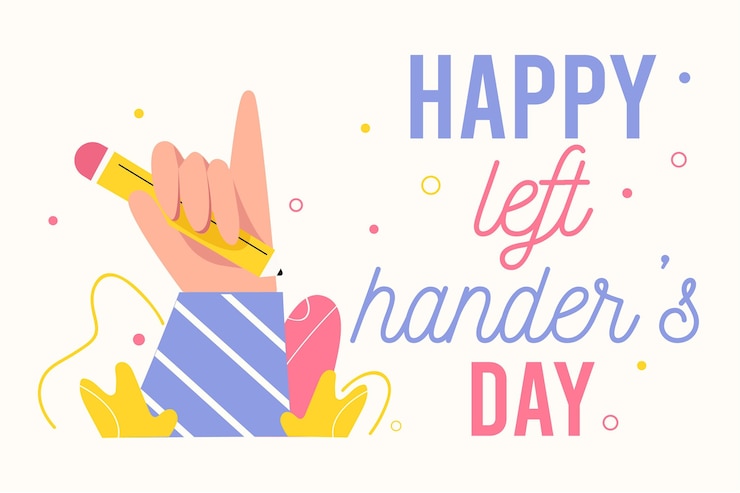 Vector Gratis left handers day with hand holding pencil