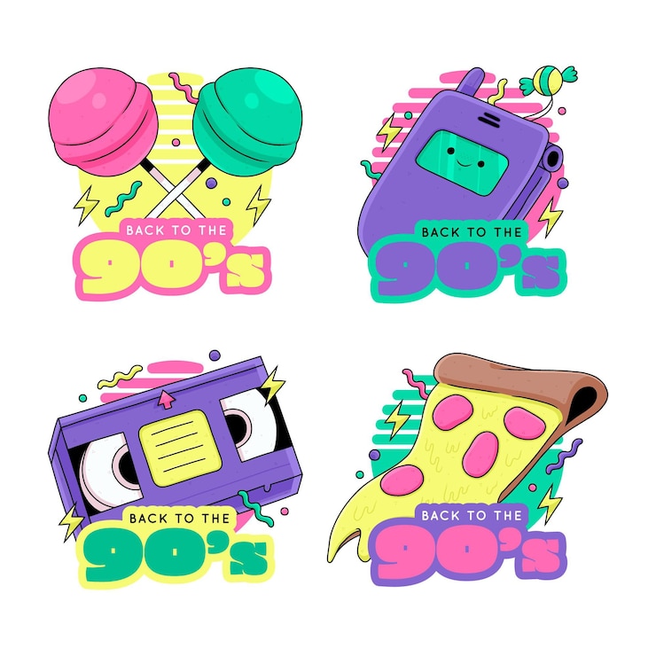 Vector Gratis lencana 90-an nostalgia yang digambar tangan