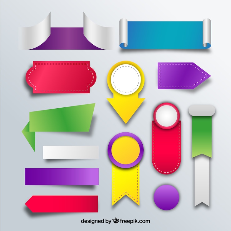 Vector Gratis lencana dan label warna-warni