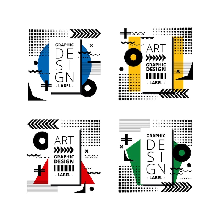 Vector Gratis lencana desain grafis dalam gaya geometris