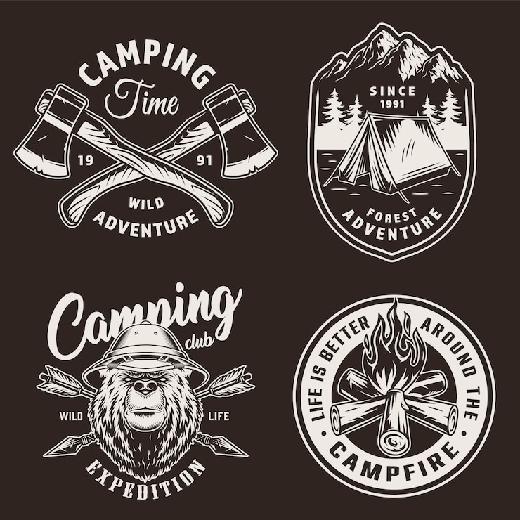 Vector Gratis lencana musim berkemah vintage