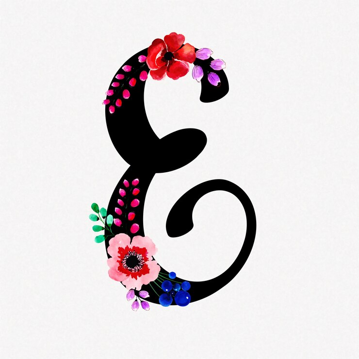 Vector Gratis letter e watercolor floral background