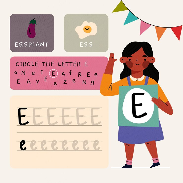 Vector Gratis letter e worksheet template