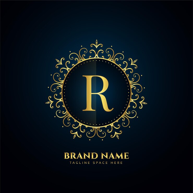 Vector Gratis letter r logo concept with golden florals