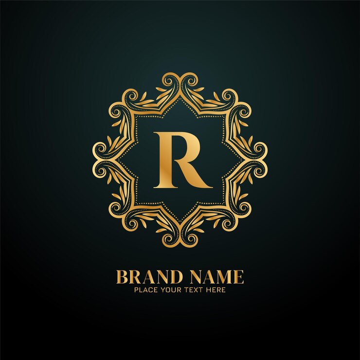 Vector Gratis letter r luxury brand logo golden design 
