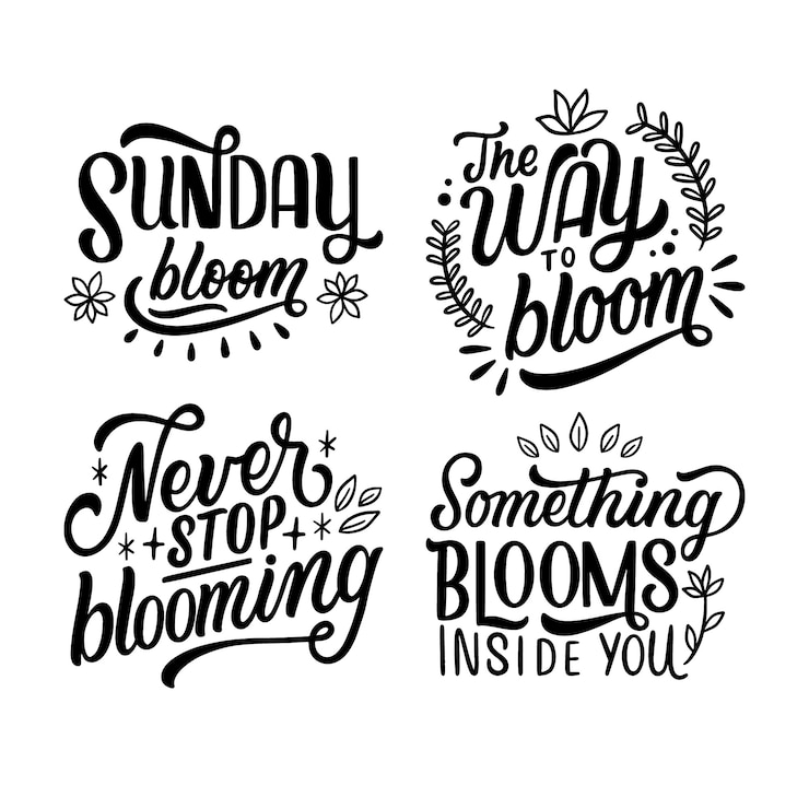 Vector Gratis lettering bloom stickers collection