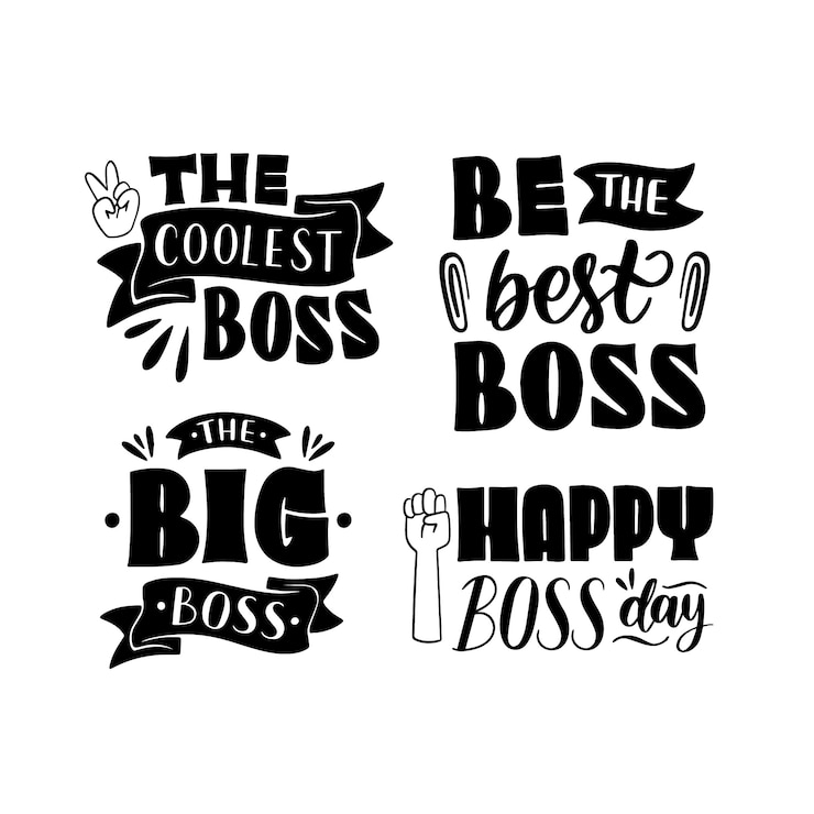 Vector Gratis lettering boss day stickers collection