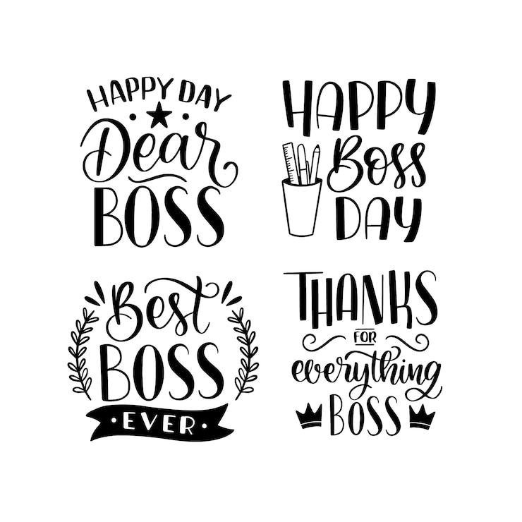 Vector Gratis lettering boss day stickers collection