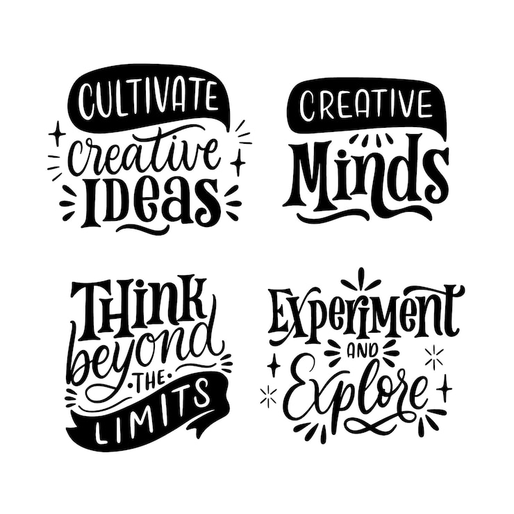 Vector Gratis lettering creativity stickers collection