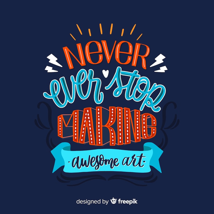 Vector Gratis lettering dengan kutipan untuk kreativitas