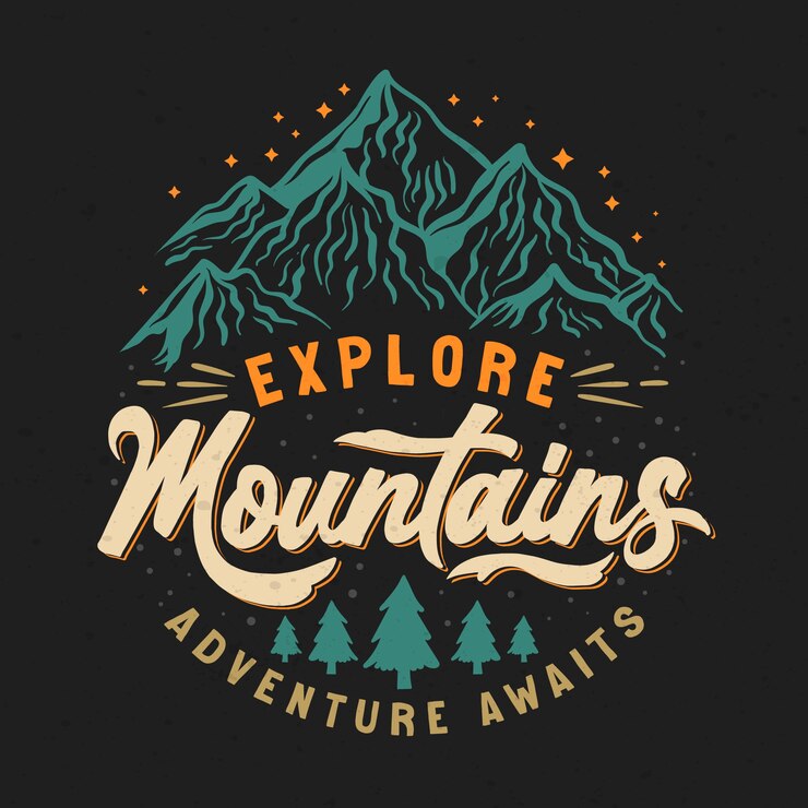 Vector Gratis lettering gunung vintage