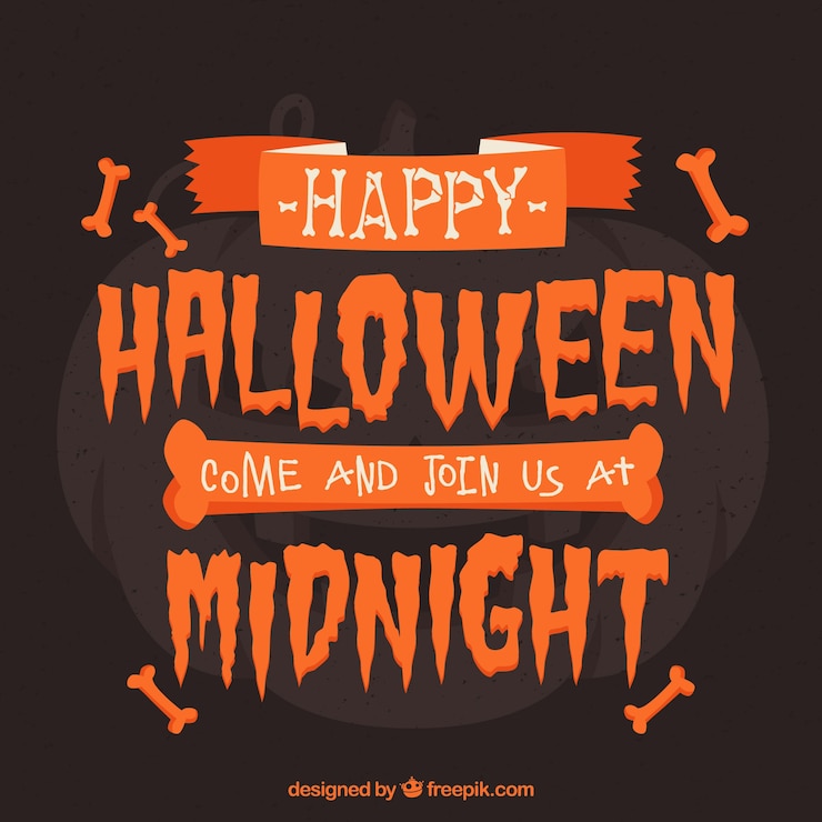 Vector Gratis lettering halloween dengan tulang oranye