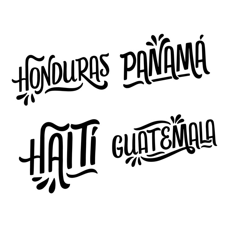 Vector Gratis lettering latin american countries stickers collection