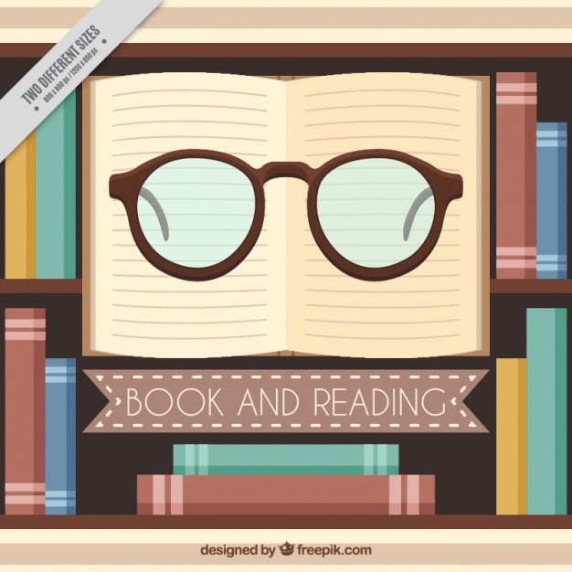 Vector Gratis library background with glasses