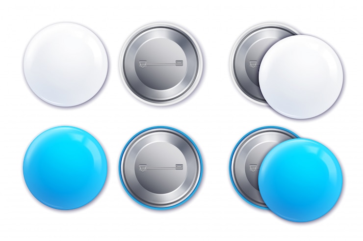 Vector Gratis light blue and white realistic mockup badge icon set in round shape  illustration