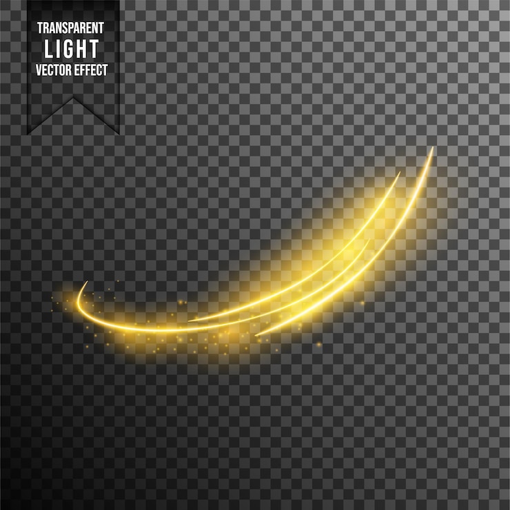 Vector Gratis ligth effects, waves. golden, glittering magic gold particles isolated on transparent background. sparkling light trails. futuristic flash.