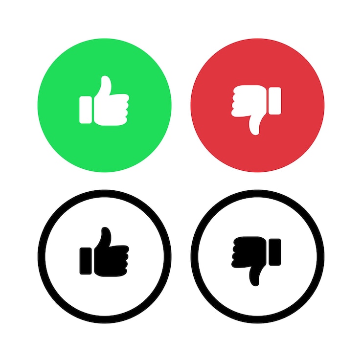 Vector Gratis like and dislike circles set of four