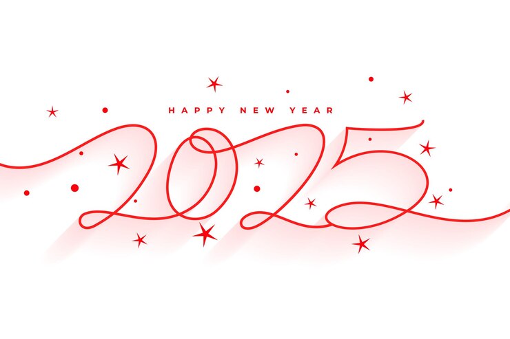 Vector Gratis line art 2025 new year festive background design
