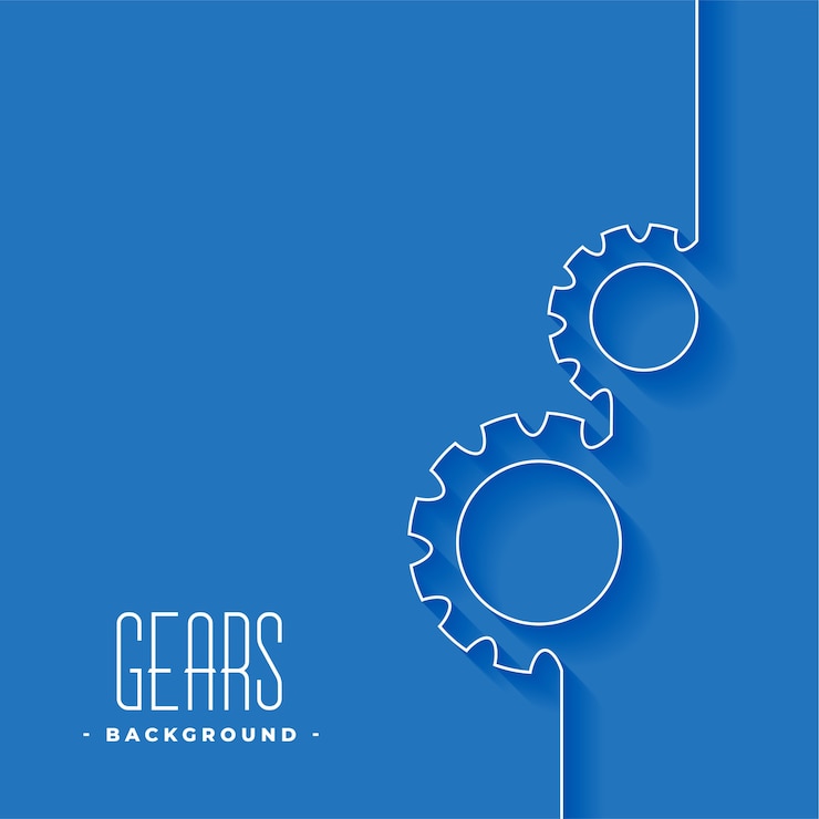 Vector Gratis line gears symbol on blue background design